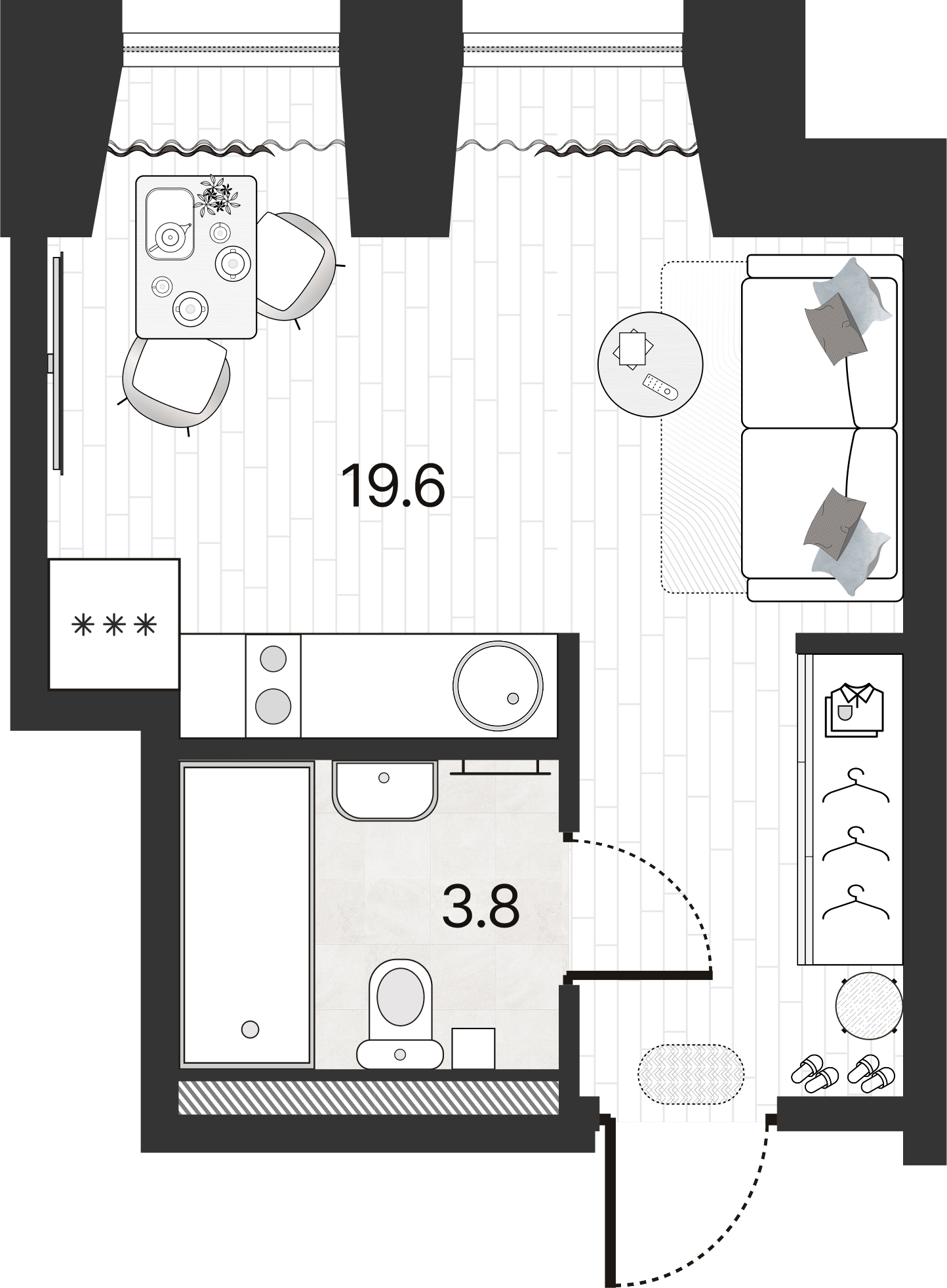 1-комнатная квартира  №91Н в Serebro Avenue Apart: 23.4 м², этаж 8 - купить в Санкт-Петербурге