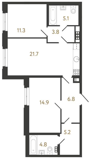 2-комнатная квартира, 73.6 м²; этаж: 6 - купить в Санкт-Петербурге