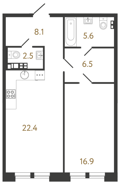 1-комнатная квартира, 62 м²; этаж: 4 - купить в Санкт-Петербурге