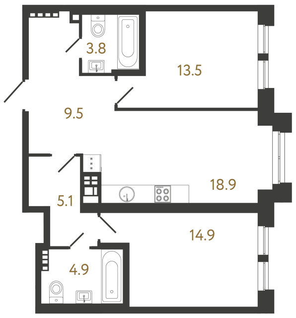 2-комнатная квартира, 70.6 м²; этаж: 6 - купить в Санкт-Петербурге