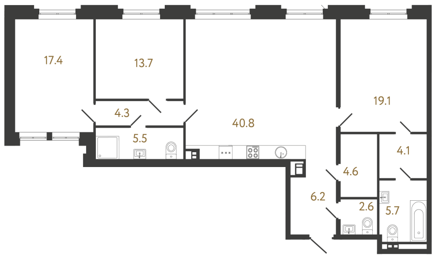 3-комнатная квартира, 124 м²; этаж: 3 - купить в Санкт-Петербурге