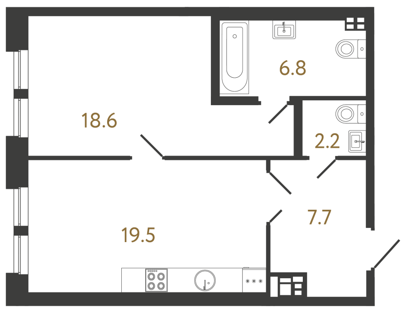 1-комнатная квартира, 54.8 м²; этаж: 4 - купить в Санкт-Петербурге