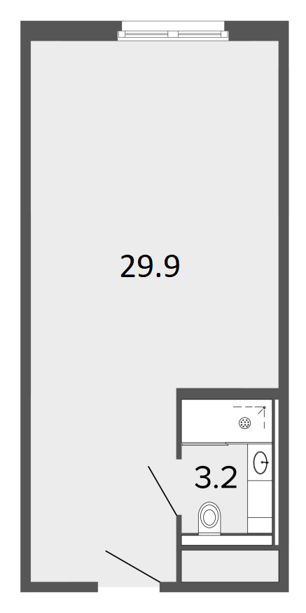 1-комнатная квартира  №170 в ArtStudio Moskovsky: 33.4 м², этаж 8 - купить в Санкт-Петербурге