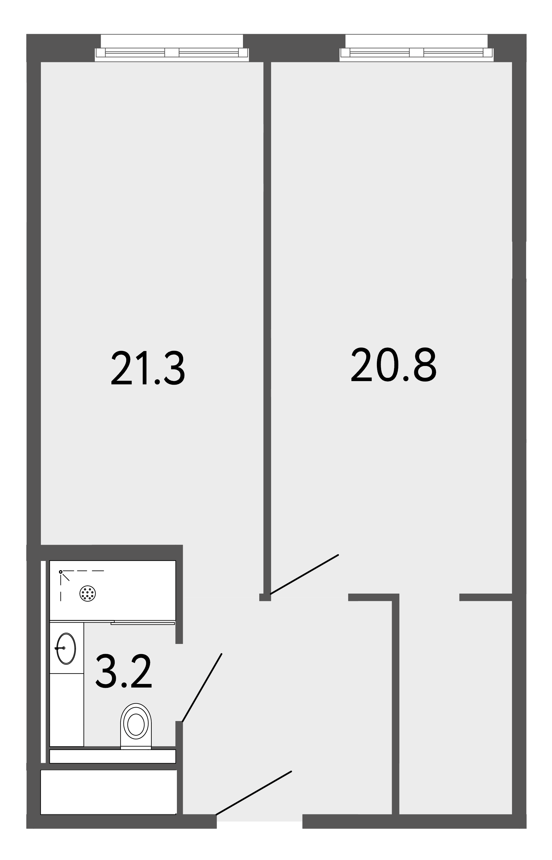 1-комнатная квартира  №66 в ArtStudio Moskovsky: 45.3 м², этаж 4 - купить в Санкт-Петербурге