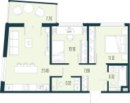 2-комнатная квартира, 56.91 м²; этаж: 12 - купить в Санкт-Петербурге