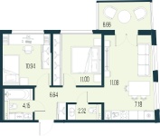 2-комнатная квартира, 53.31 м²; этаж: 15 - купить в Санкт-Петербурге