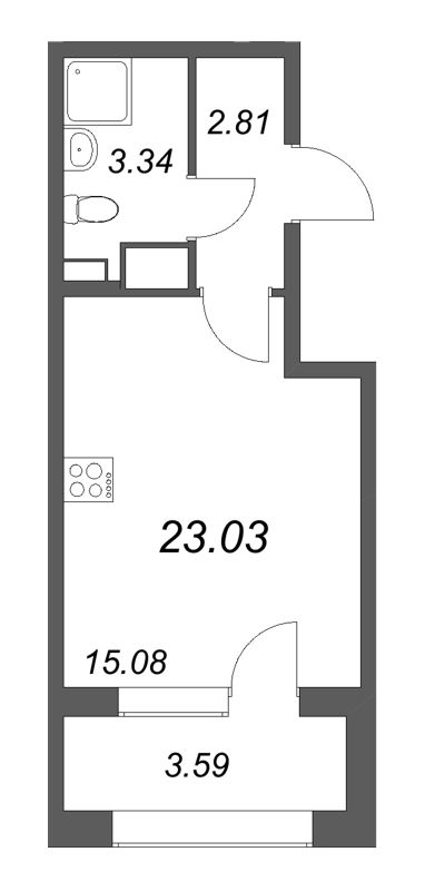 1-комнатная квартира, 23.3 м²; этаж: 11 - купить в Санкт-Петербурге