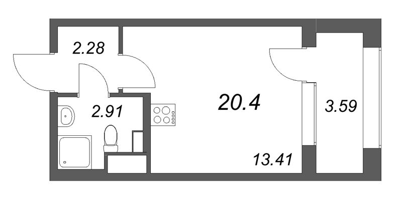 1-комнатная квартира, 20.4 м²; этаж: 3 - купить в Санкт-Петербурге