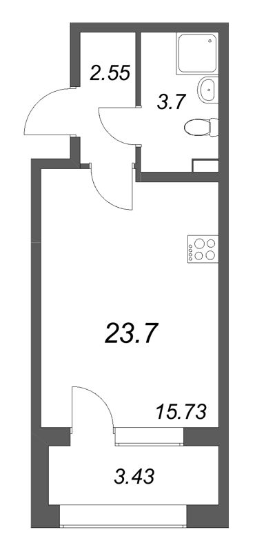 1-комнатная квартира, 23.7 м²; этаж: 2 - купить в Санкт-Петербурге