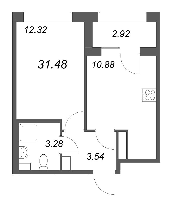 1-комнатная квартира, 31.48 м²; этаж: 8 - купить в Санкт-Петербурге