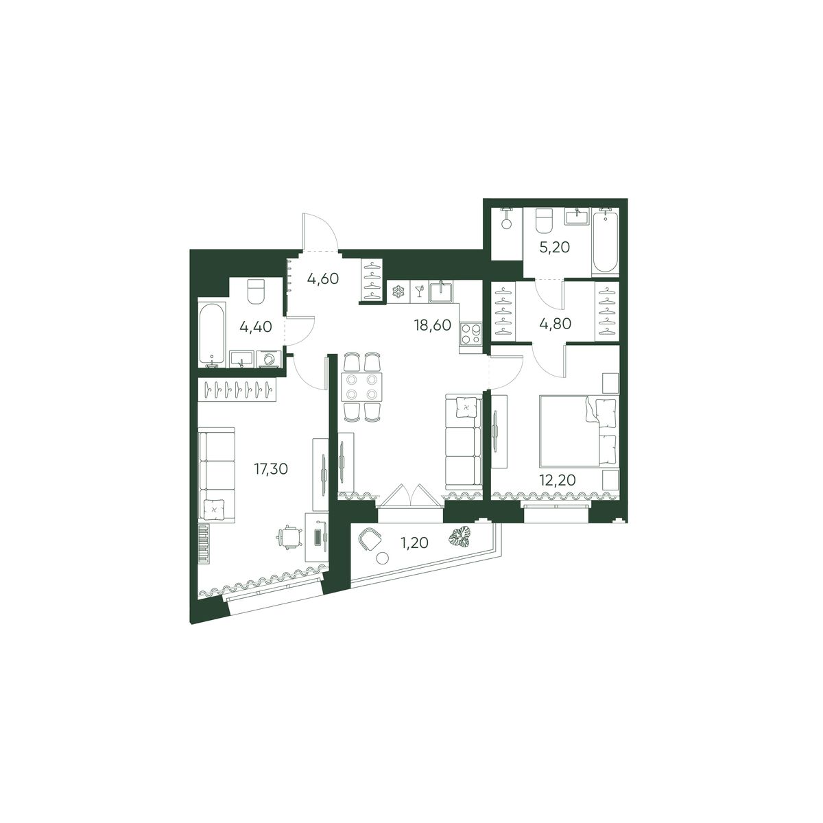 2-комнатная квартира, 68.3 м²; этаж: 4 - купить в Санкт-Петербурге