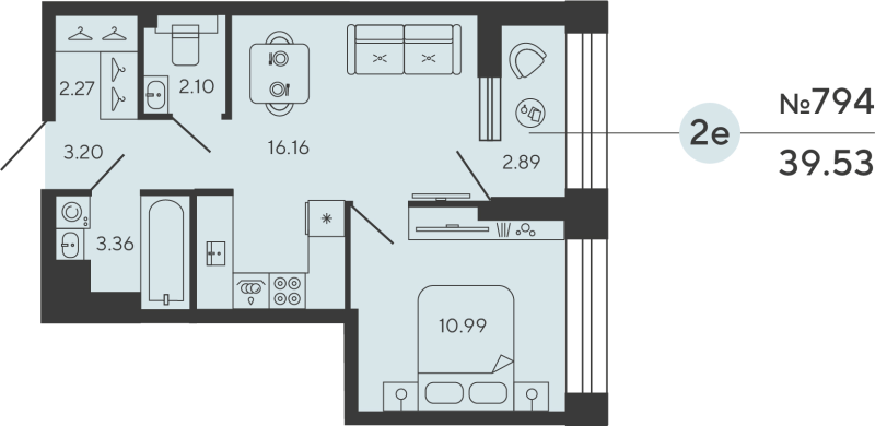 1-комнатная квартира, 39.53 м²; этаж: 15 - купить в Санкт-Петербурге