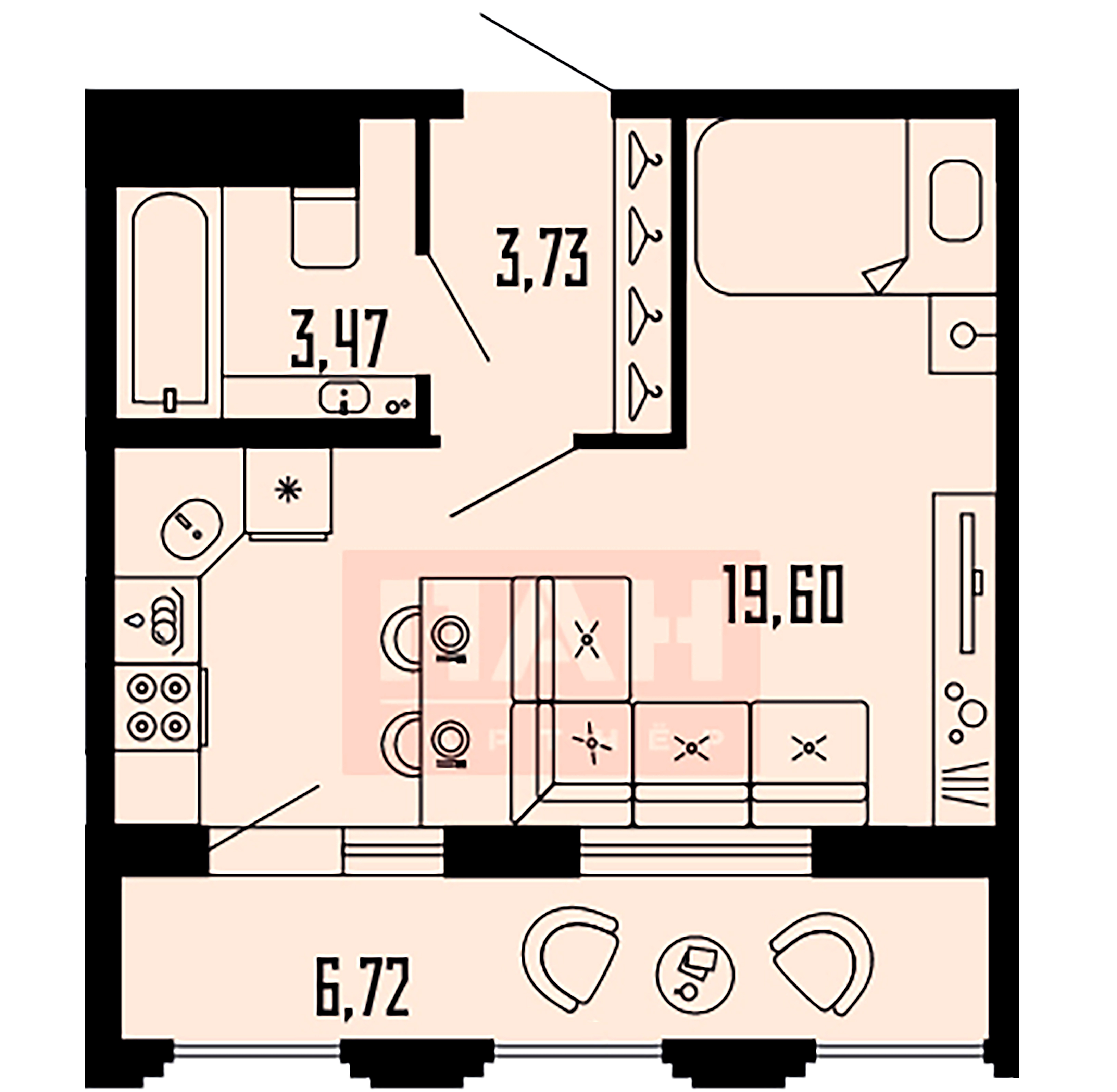 1-комнатная квартира, 30.16 м²; этаж: 15 - купить в Санкт-Петербурге