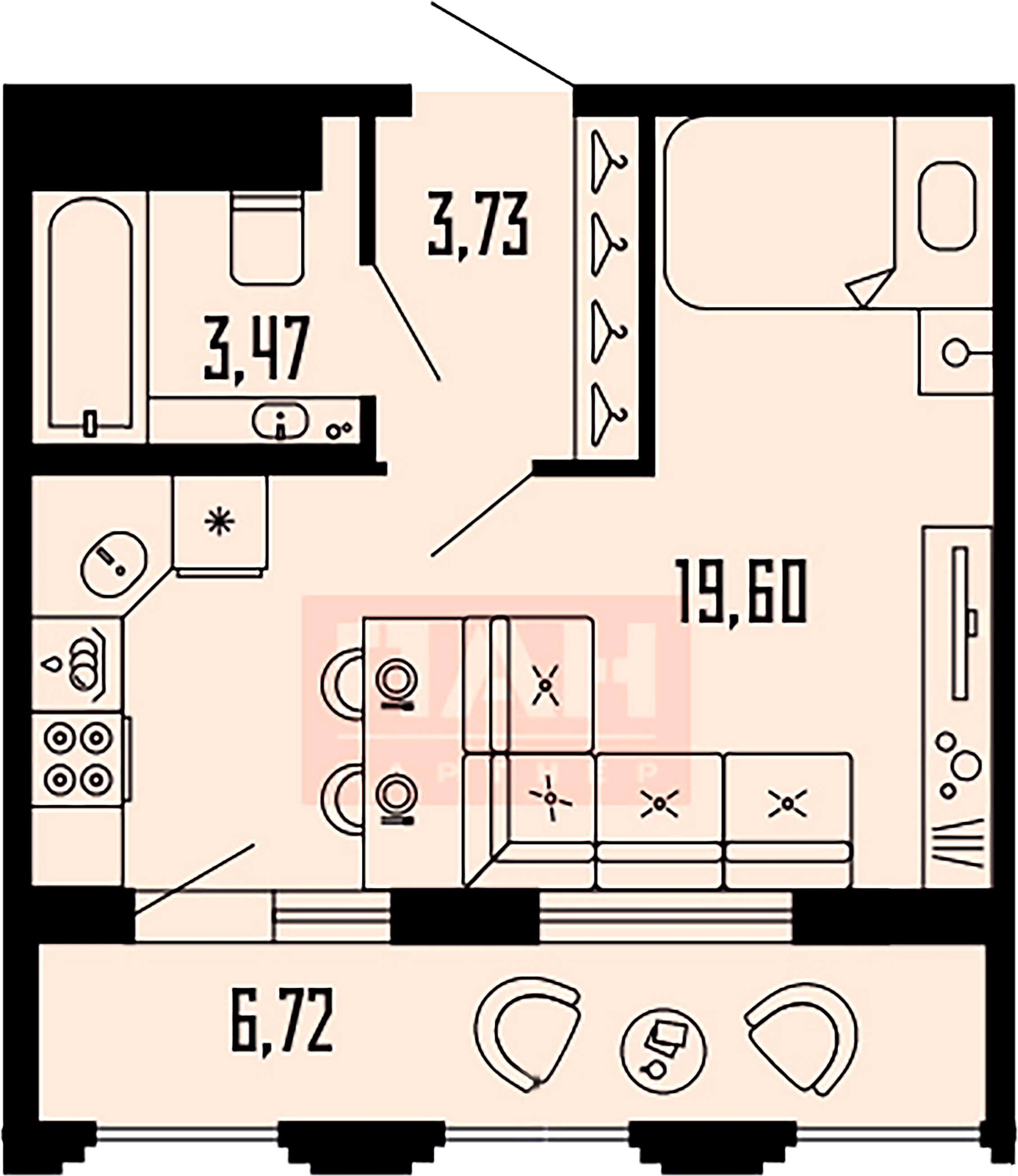 1-комнатная квартира, 30.16 м²; этаж: 9 - купить в Санкт-Петербурге