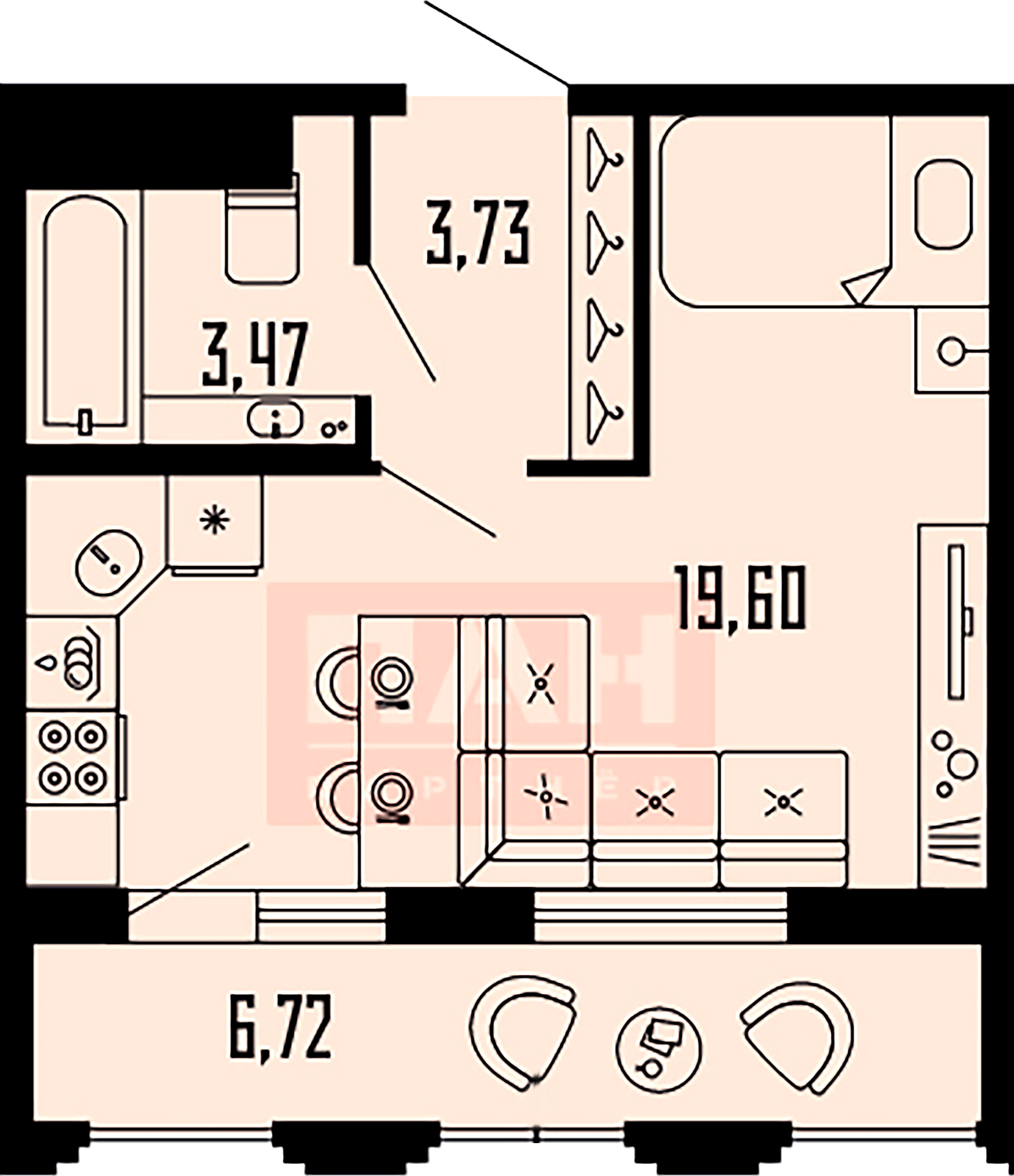 1-комнатная квартира, 30.16 м²; этаж: 12 - купить в Санкт-Петербурге
