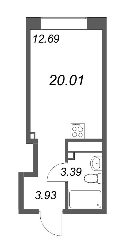 1-комнатная квартира  №137 в 17/33 Петровский остров: 20.58 м², этаж 7 - купить в Санкт-Петербурге