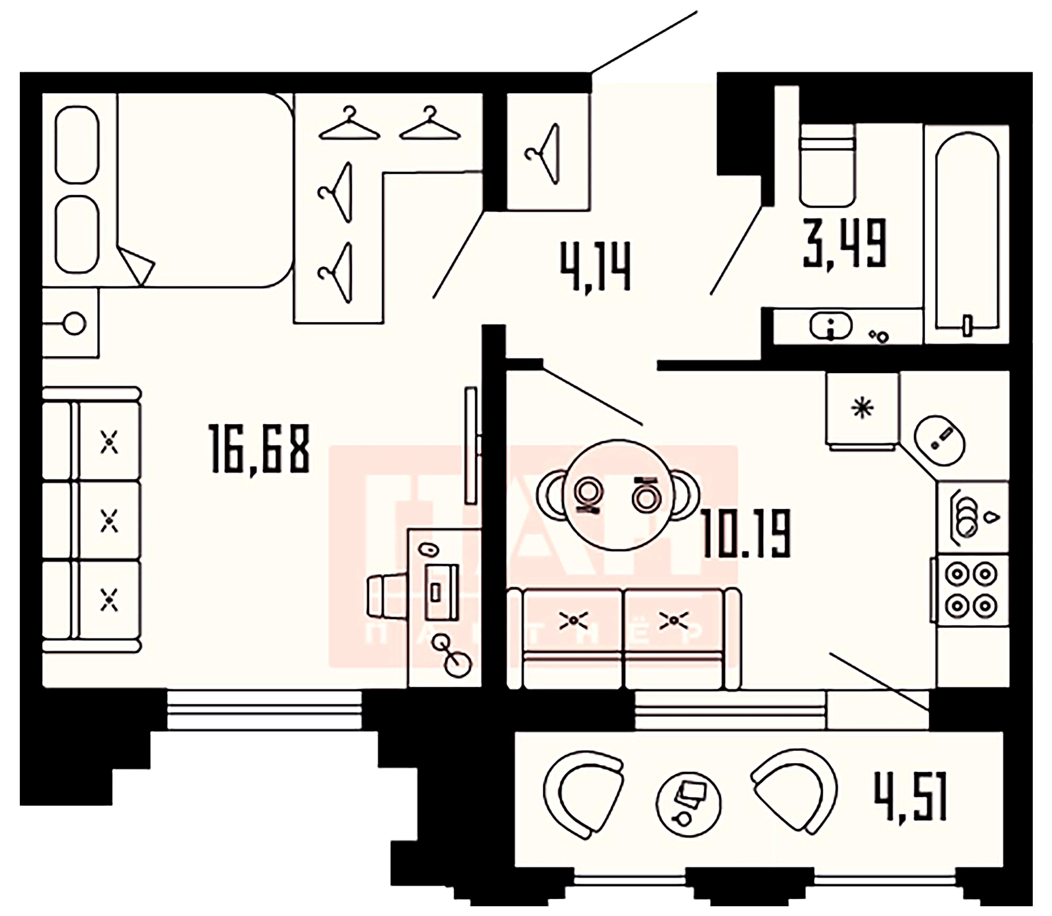 1-комнатная квартира, 36.76 м²; этаж: 21 - купить в Санкт-Петербурге
