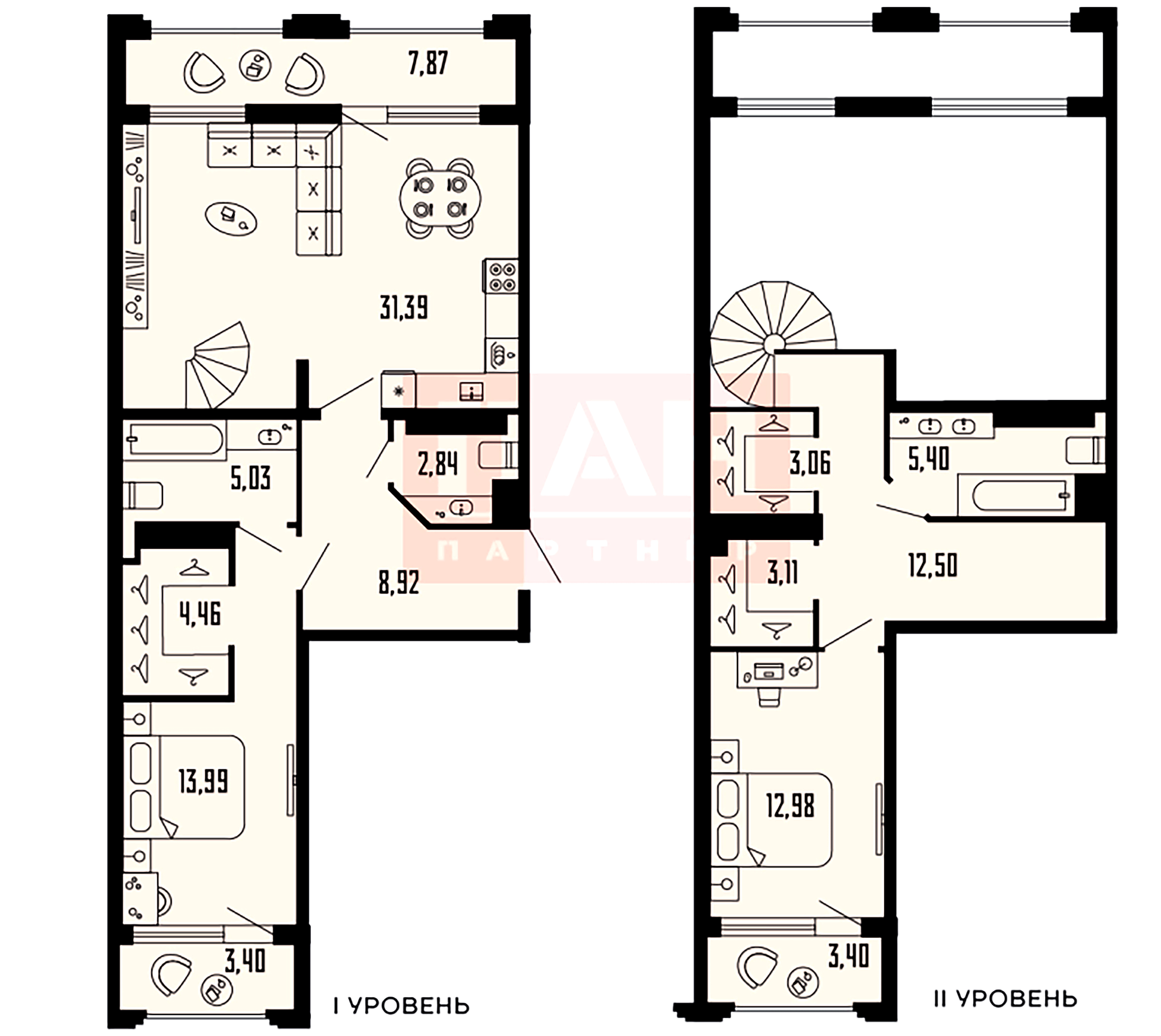 2-комнатная квартира  №183 в Шепилевский: 111.02 м², этаж 22 - купить в Санкт-Петербурге