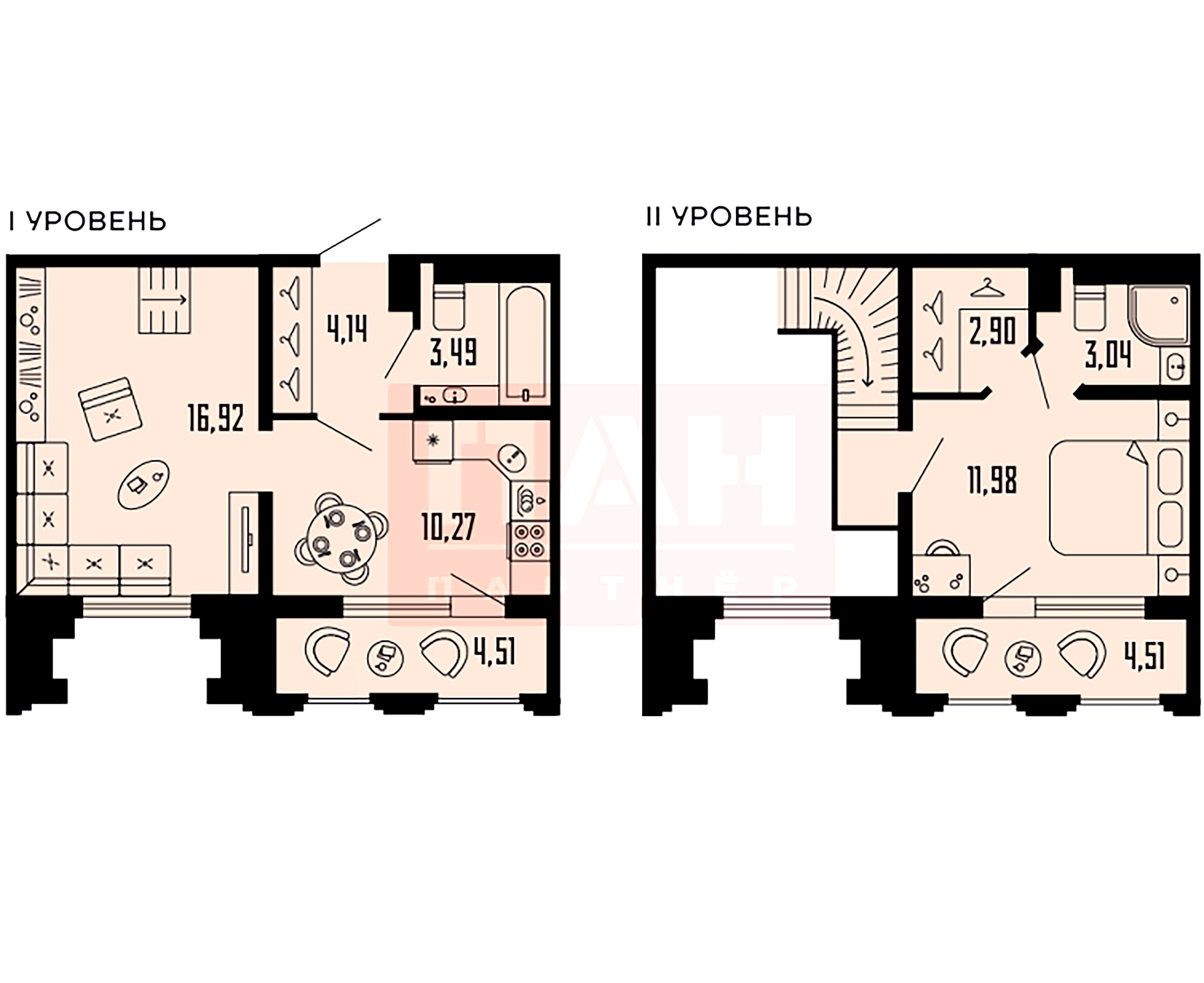 2-комнатная квартира  №182 в Шепилевский: 57.26 м², этаж 22 - купить в Санкт-Петербурге