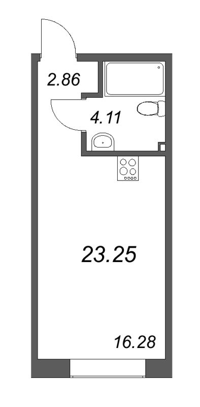 1-комнатная квартира  №268 в 17/33 Петровский остров: 23.25 м², этаж 6 - купить в Санкт-Петербурге