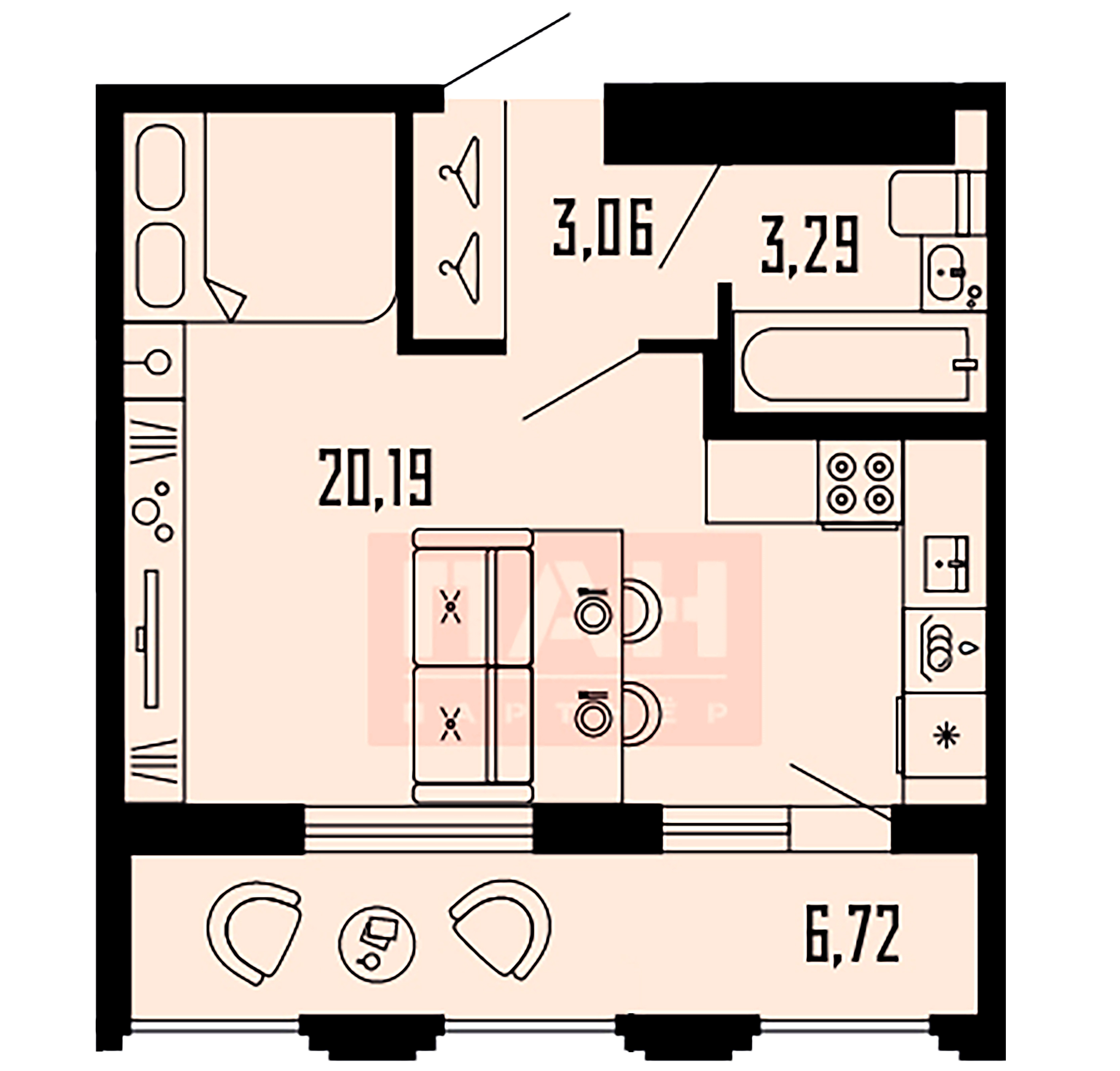 1-комнатная квартира, 29.9 м²; этаж: 16 - купить в Санкт-Петербурге