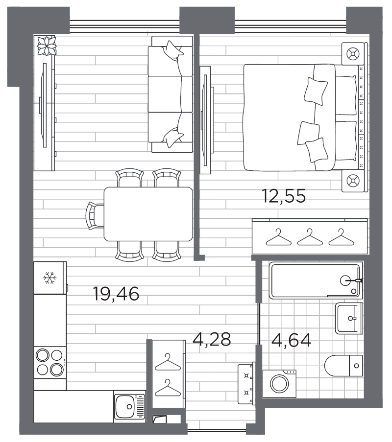 1-комнатная квартира, 40.93 м²; этаж: 9 - купить в Санкт-Петербурге
