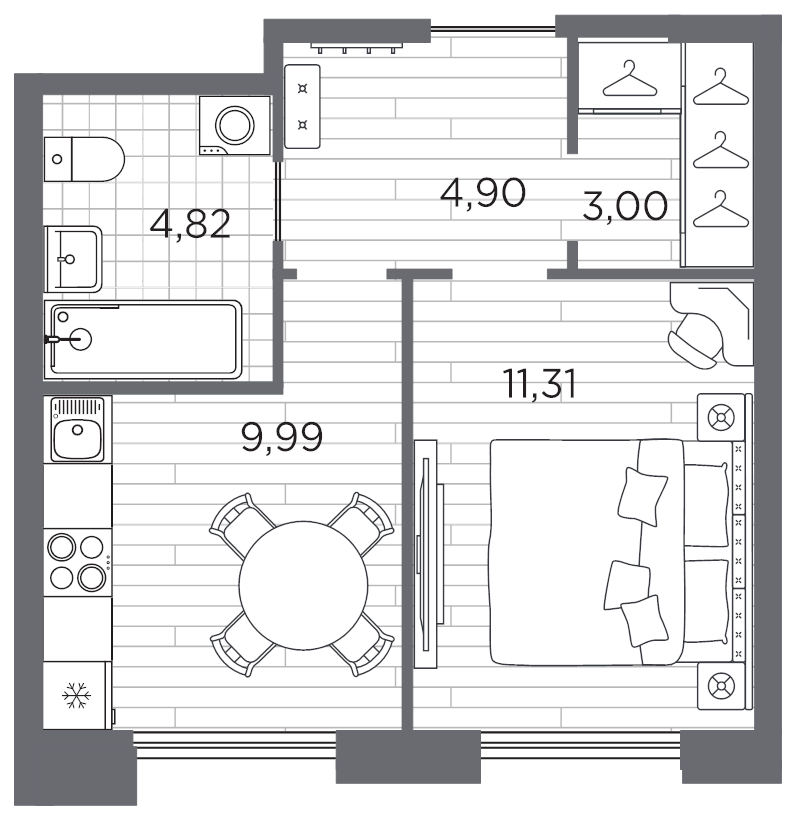 1-комнатная квартира, 34.02 м²; этаж: 9 - купить в Санкт-Петербурге