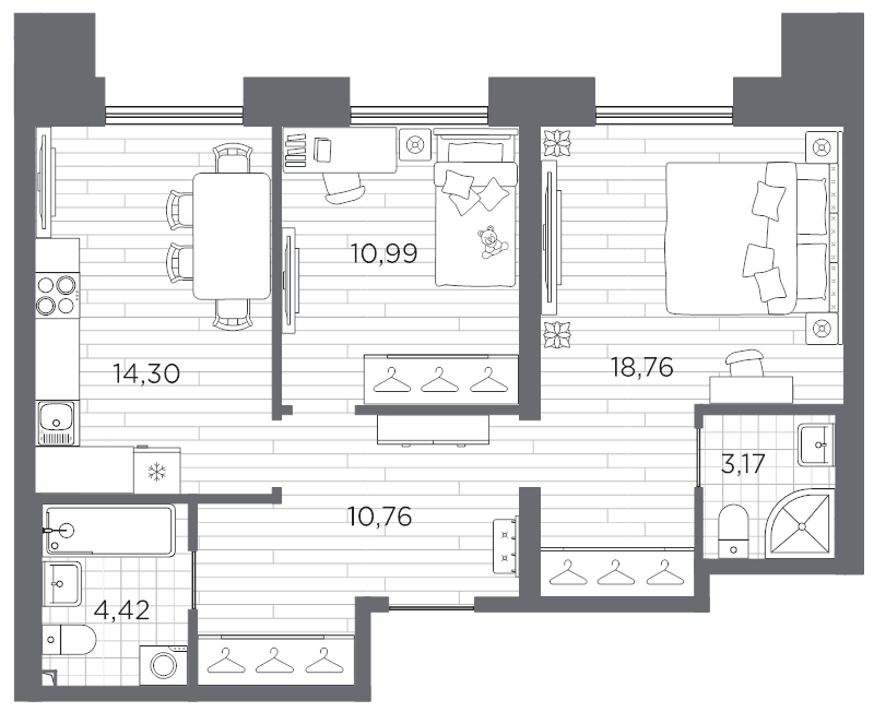 2-комнатная квартира, 62.4 м²; этаж: 2 - купить в Санкт-Петербурге