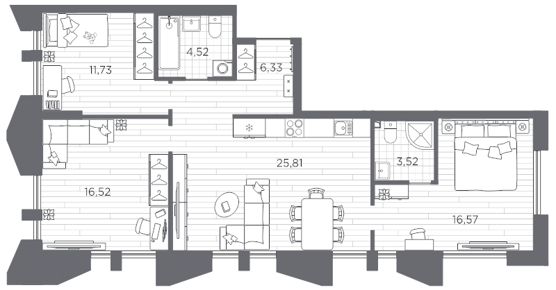 3-комнатная квартира, 85 м²; этаж: 7 - купить в Санкт-Петербурге
