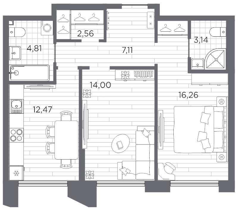 2-комнатная квартира, 60.35 м²; этаж: 9 - купить в Санкт-Петербурге