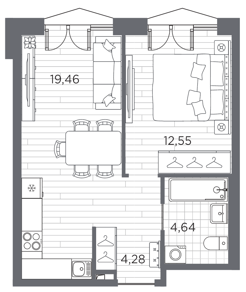 1-комнатная квартира, 40.93 м²; этаж: 7 - купить в Санкт-Петербурге