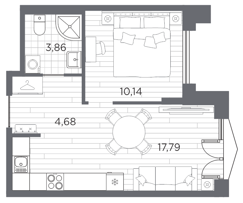 1-комнатная квартира, 36.47 м²; этаж: 7 - купить в Санкт-Петербурге