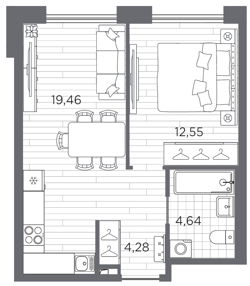 1-комнатная квартира, 40.93 м²; этаж: 11 - купить в Санкт-Петербурге