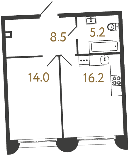 1-комнатная квартира, 43.9 м²; этаж: 1 - купить в Санкт-Петербурге