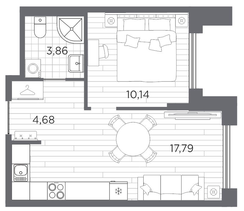 1-комнатная квартира, 36.47 м²; этаж: 9 - купить в Санкт-Петербурге
