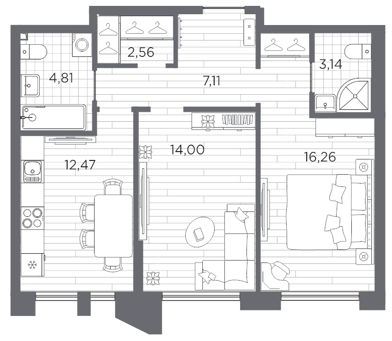 2-комнатная квартира, 60.35 м²; этаж: 7 - купить в Санкт-Петербурге