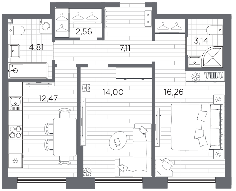 2-комнатная квартира, 60.35 м²; этаж: 11 - купить в Санкт-Петербурге