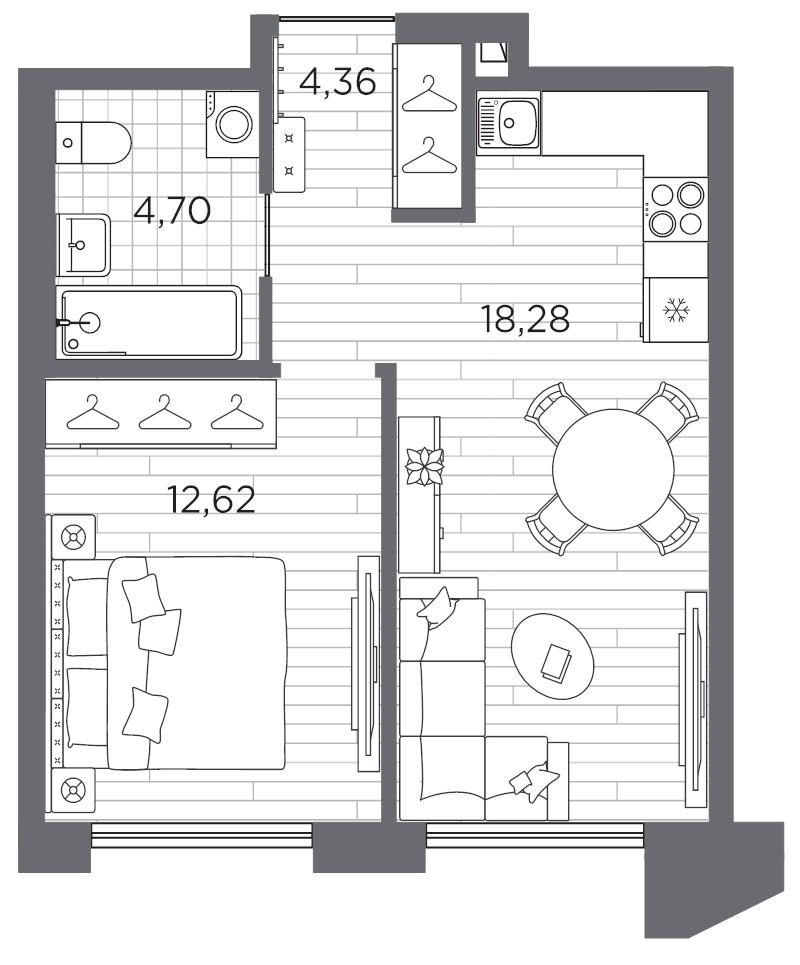 1-комнатная квартира, 39.96 м²; этаж: 7 - купить в Санкт-Петербурге