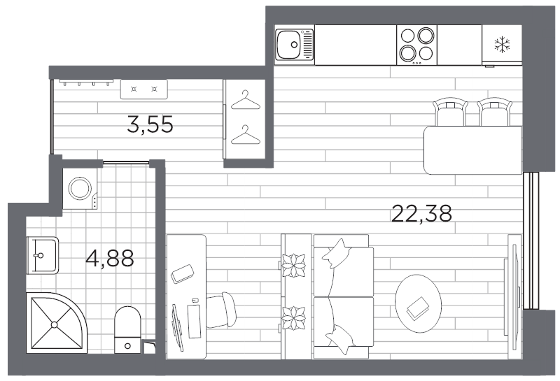 1-комнатная квартира, 30.81 м²; этаж: 11 - купить в Санкт-Петербурге