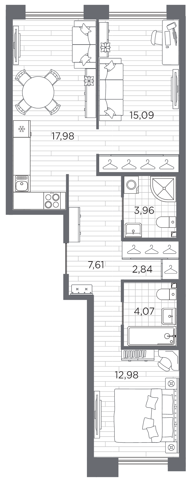 2-комнатная квартира, 64.53 м²; этаж: 9 - купить в Санкт-Петербурге