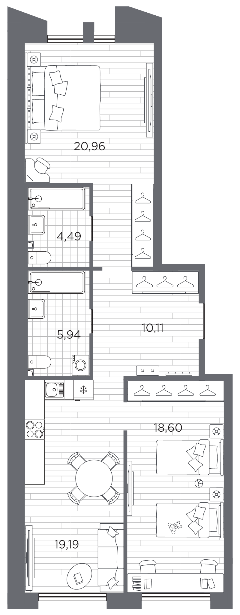 2-комнатная квартира, 79.29 м²; этаж: 9 - купить в Санкт-Петербурге