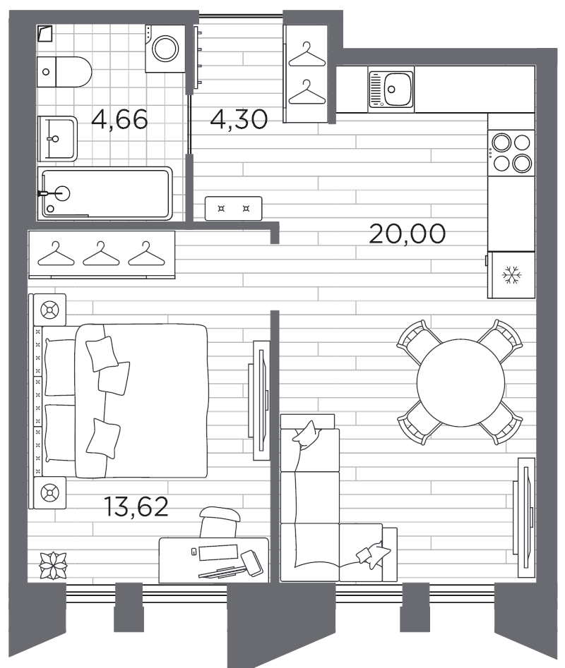 1-комнатная квартира, 42.58 м²; этаж: 9 - купить в Санкт-Петербурге