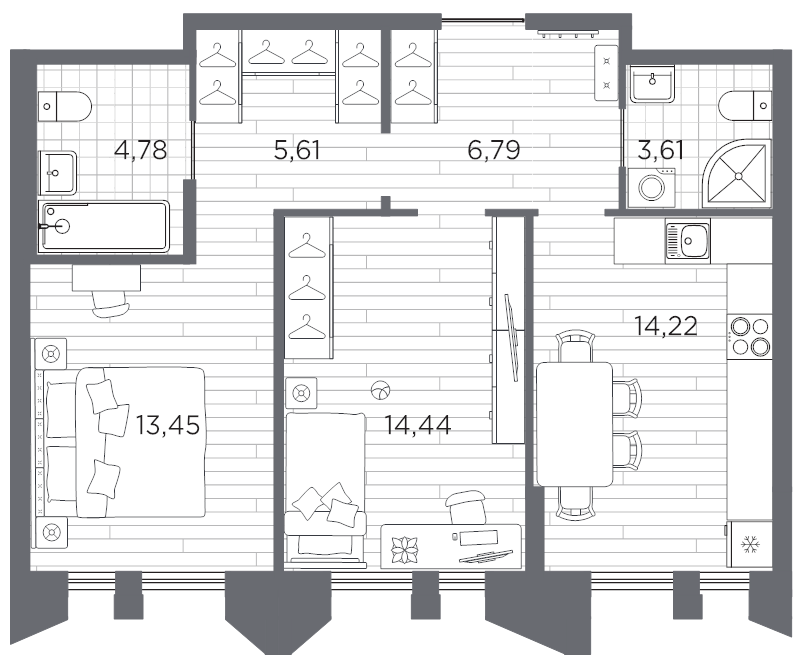 2-комнатная квартира, 62.9 м²; этаж: 9 - купить в Санкт-Петербурге