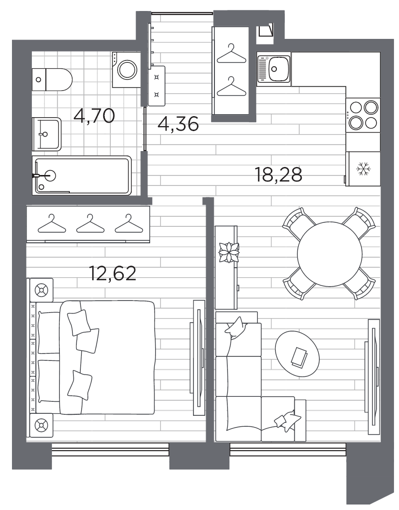 1-комнатная квартира, 39.96 м²; этаж: 9 - купить в Санкт-Петербурге