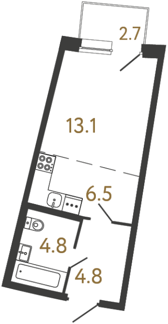 1-комнатная квартира, 29.2 м²; этаж: 2 - купить в Санкт-Петербурге