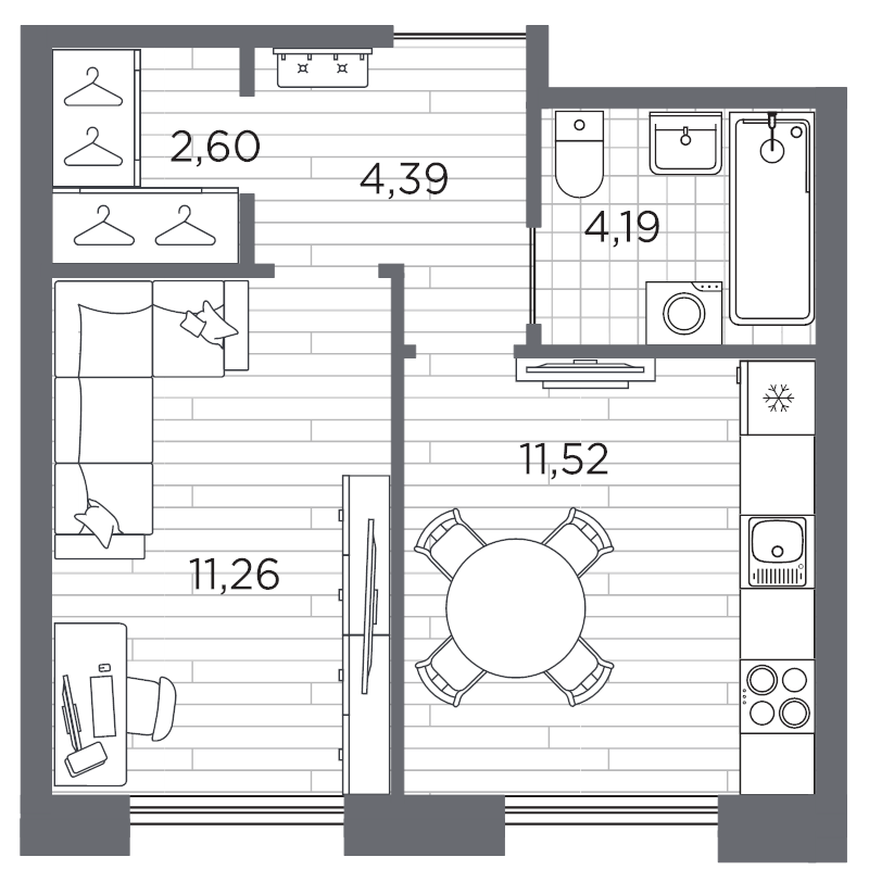 1-комнатная квартира, 33.96 м²; этаж: 9 - купить в Санкт-Петербурге