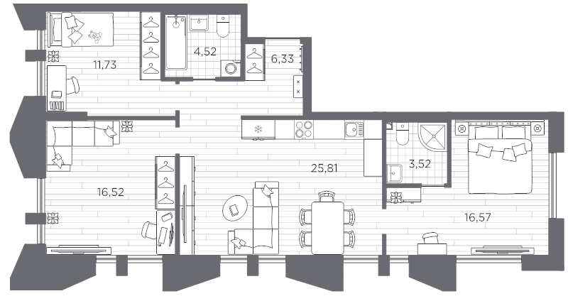 3-комнатная квартира, 85 м²; этаж: 9 - купить в Санкт-Петербурге