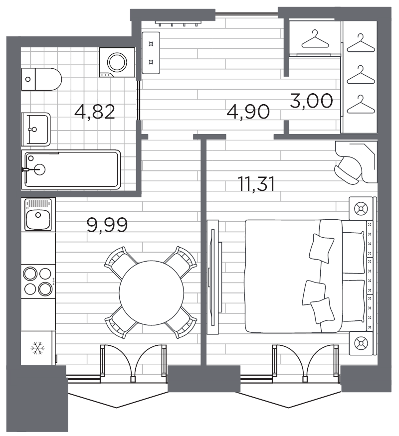 1-комнатная квартира, 34.02 м²; этаж: 7 - купить в Санкт-Петербурге