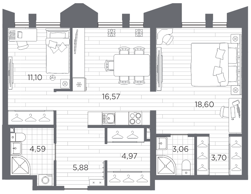 2-комнатная квартира, 68.47 м²; этаж: 2 - купить в Санкт-Петербурге