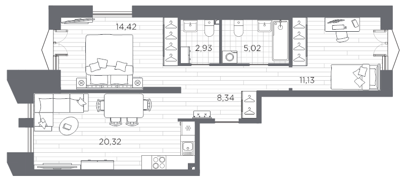 2-комнатная квартира, 62.16 м²; этаж: 6 - купить в Санкт-Петербурге